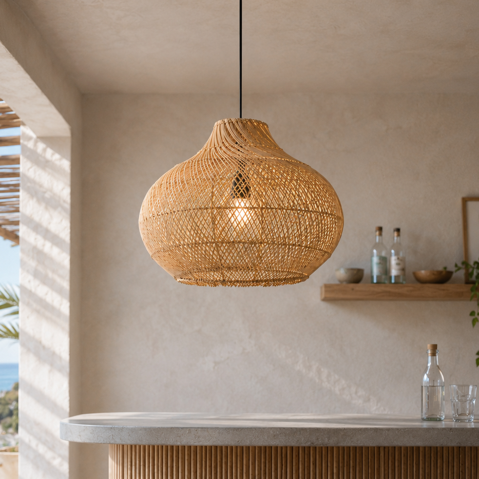 14" Xavier Bohemian Rattan Pendant Light