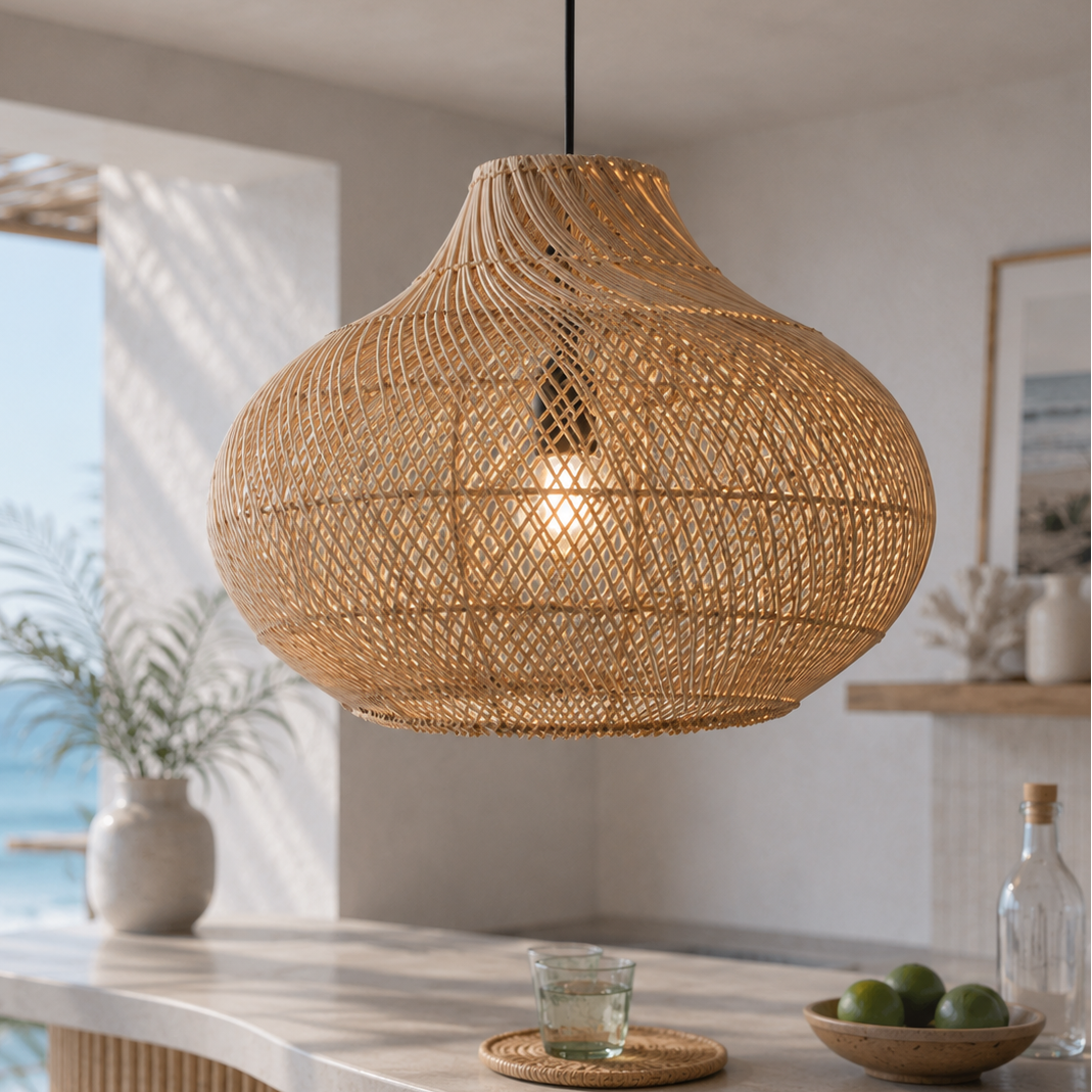 14" Xavier Bohemian Rattan Pendant Light