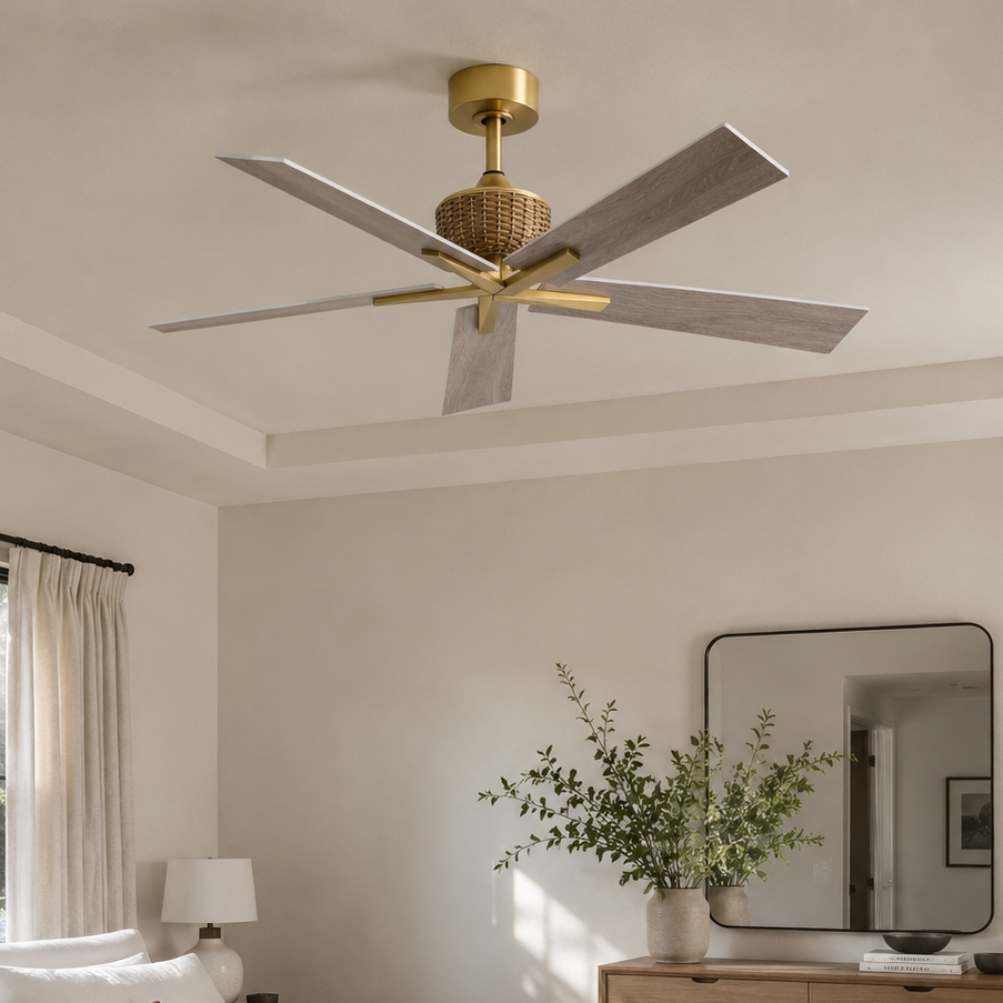 52" Rex Soft Brass Ceiling Fan