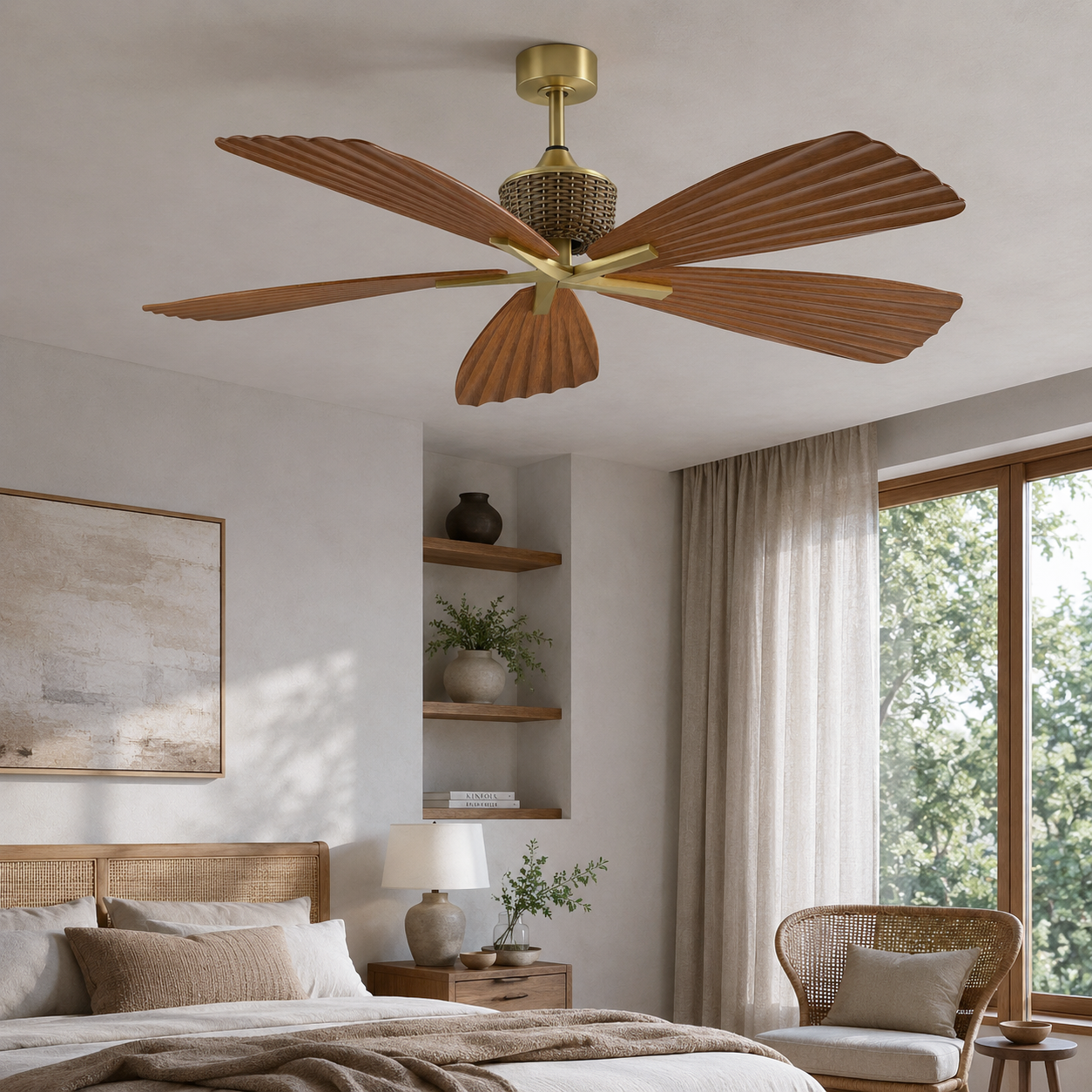 52" Porter Soft Brass IP66 Outdoor Ceiling Fan