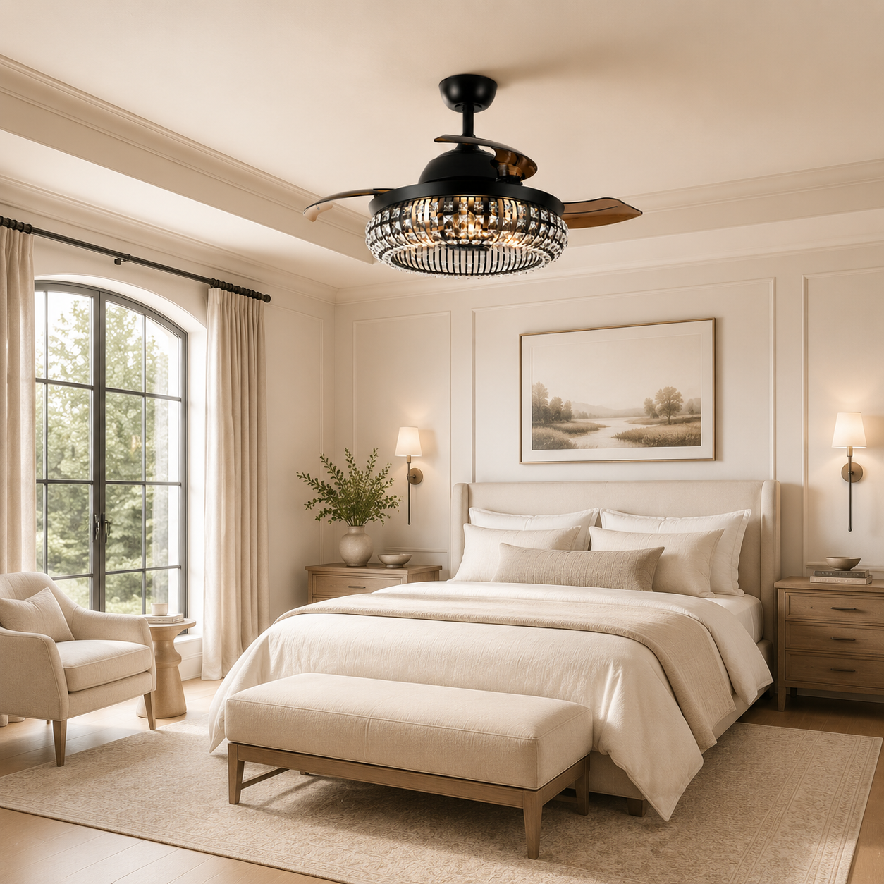 42" Modern Crystal Ceiling Fan