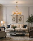 Semi-Circular 6 Light Farmhouse Rattan Chandelier