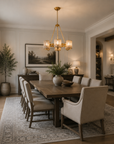 Semi-Circular 6 Light Farmhouse Rattan Chandelier