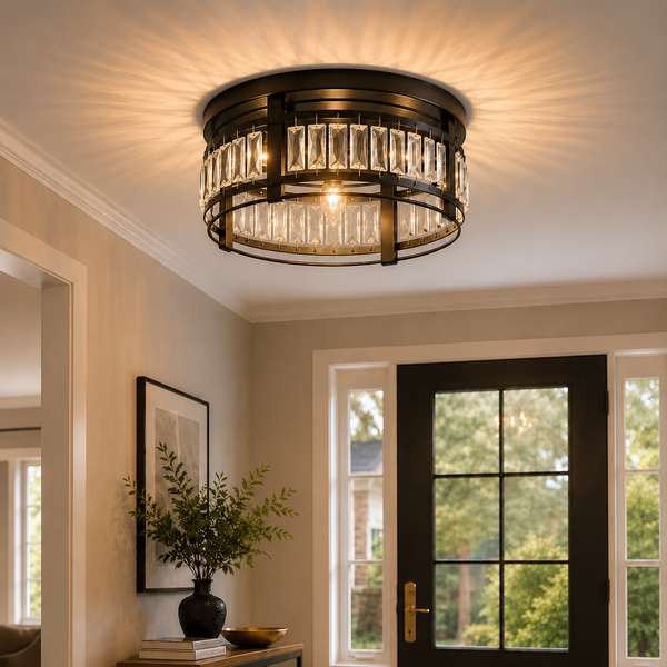 Modern Crystal 3 Light Flush Mount Ceiling Light