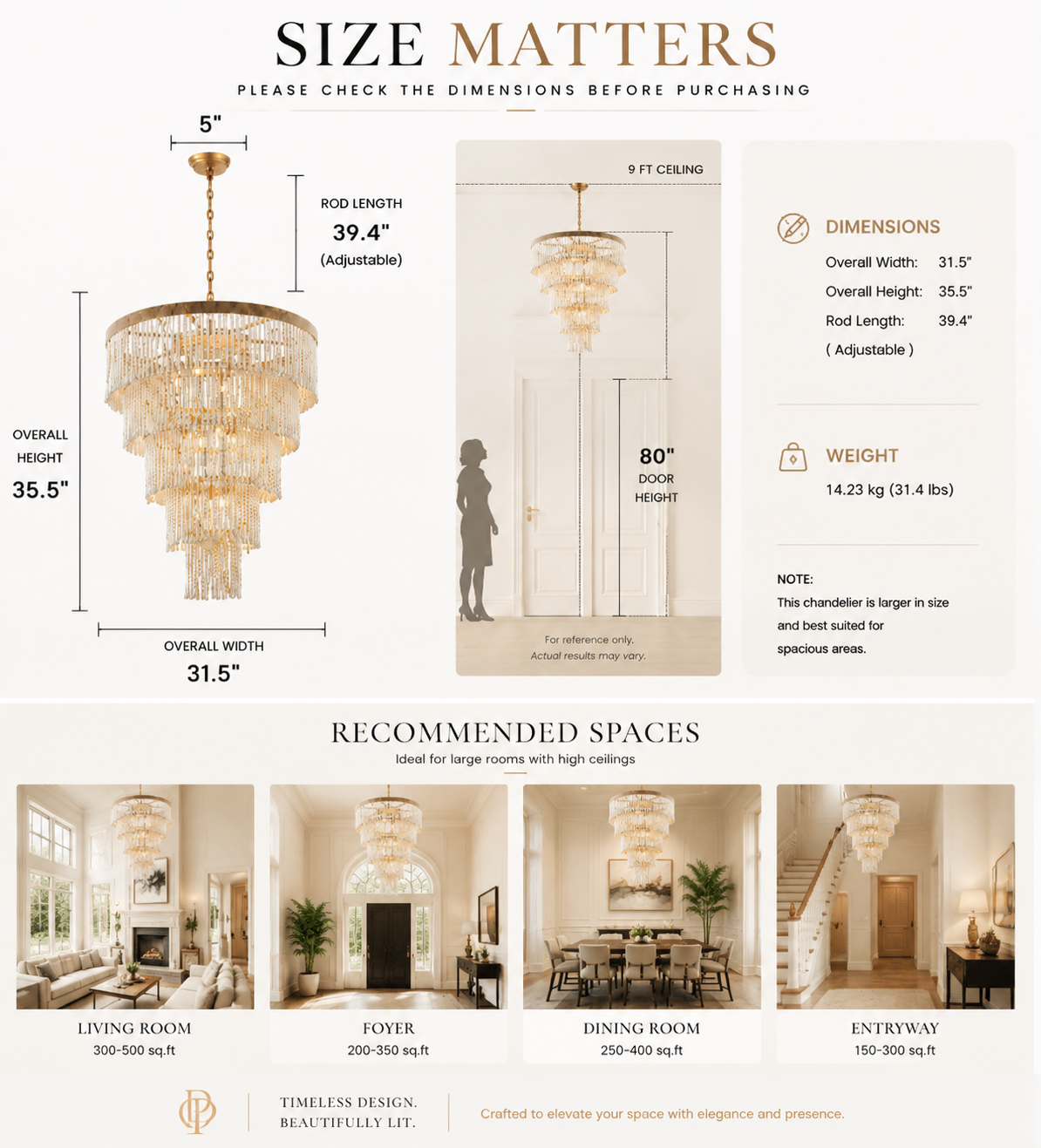 32 Inch Nelly 9 Light Bohemian Wood Beaded Chandelier