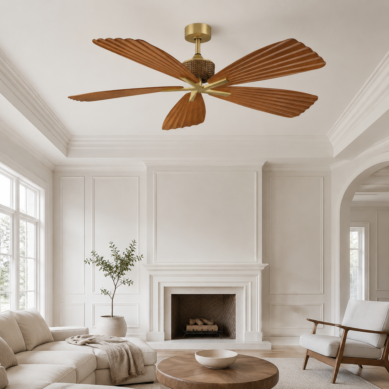 56" Porter Soft Brass IP66 Outdoor Ceiling Fan