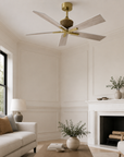52" Rex Farmhouse Soft Brass Downrod Mount Ceiling Fan