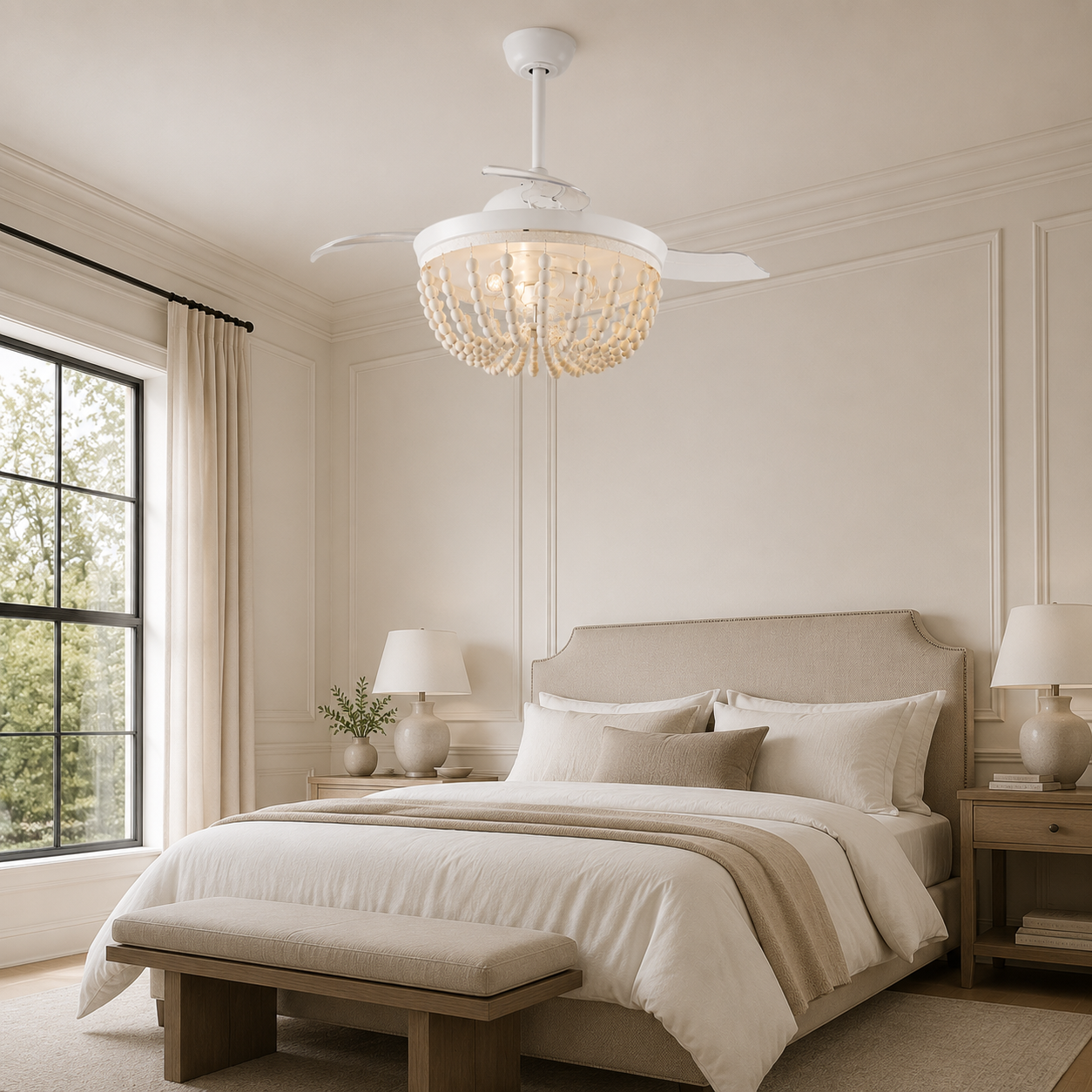 42" Huang Wooden Beads Ceiling Fan