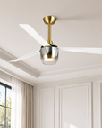 52" Noxis Cylindrical Glass Antique Copper Ceiling Fan