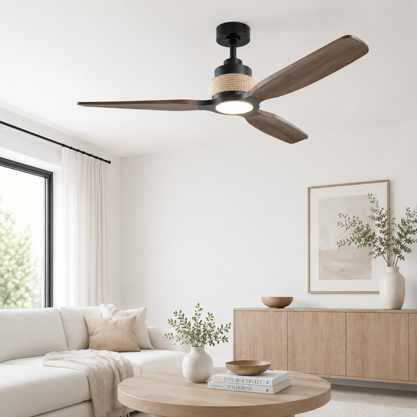 56" Louise Wood Blades LED Ceiling Fan