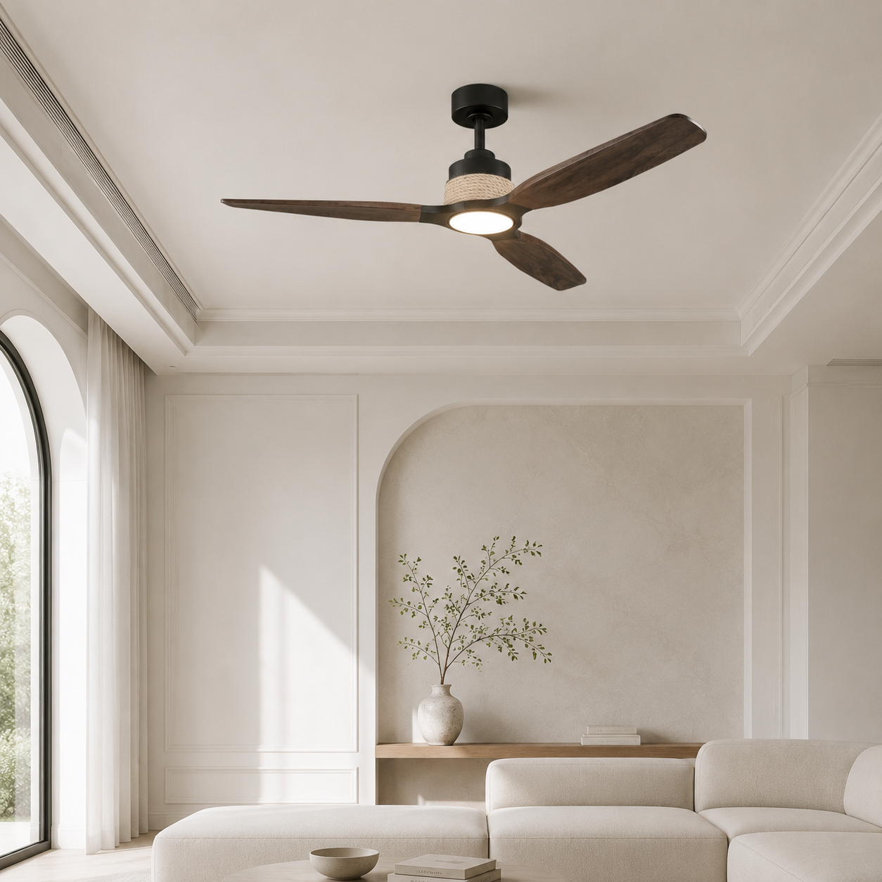 56" Louise Wood Blades LED Ceiling Fan