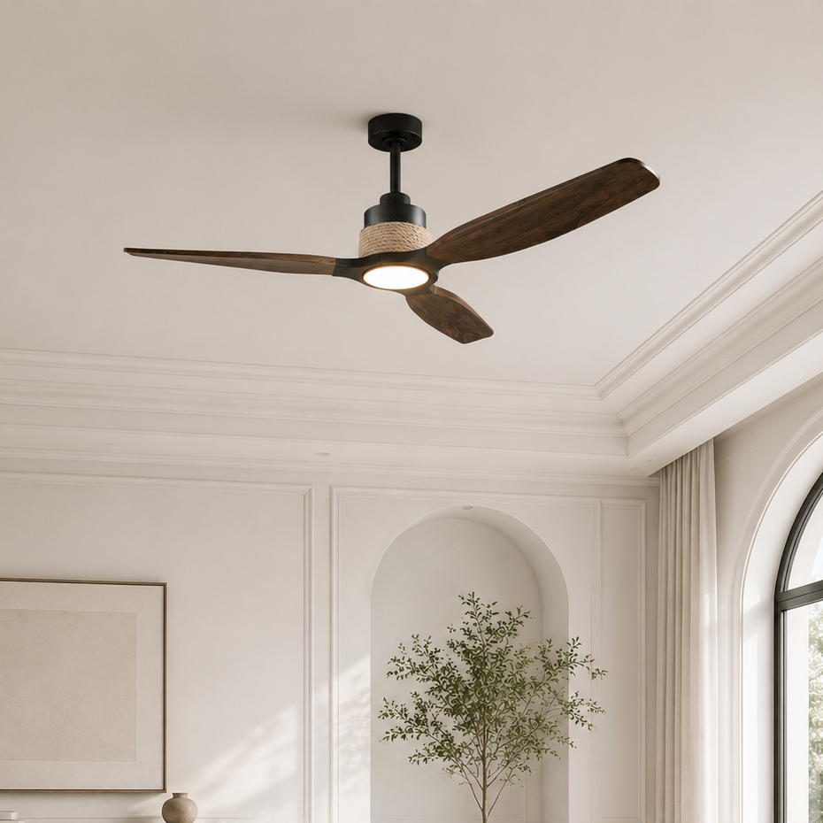 56" Louise Wood Blades LED Ceiling Fan