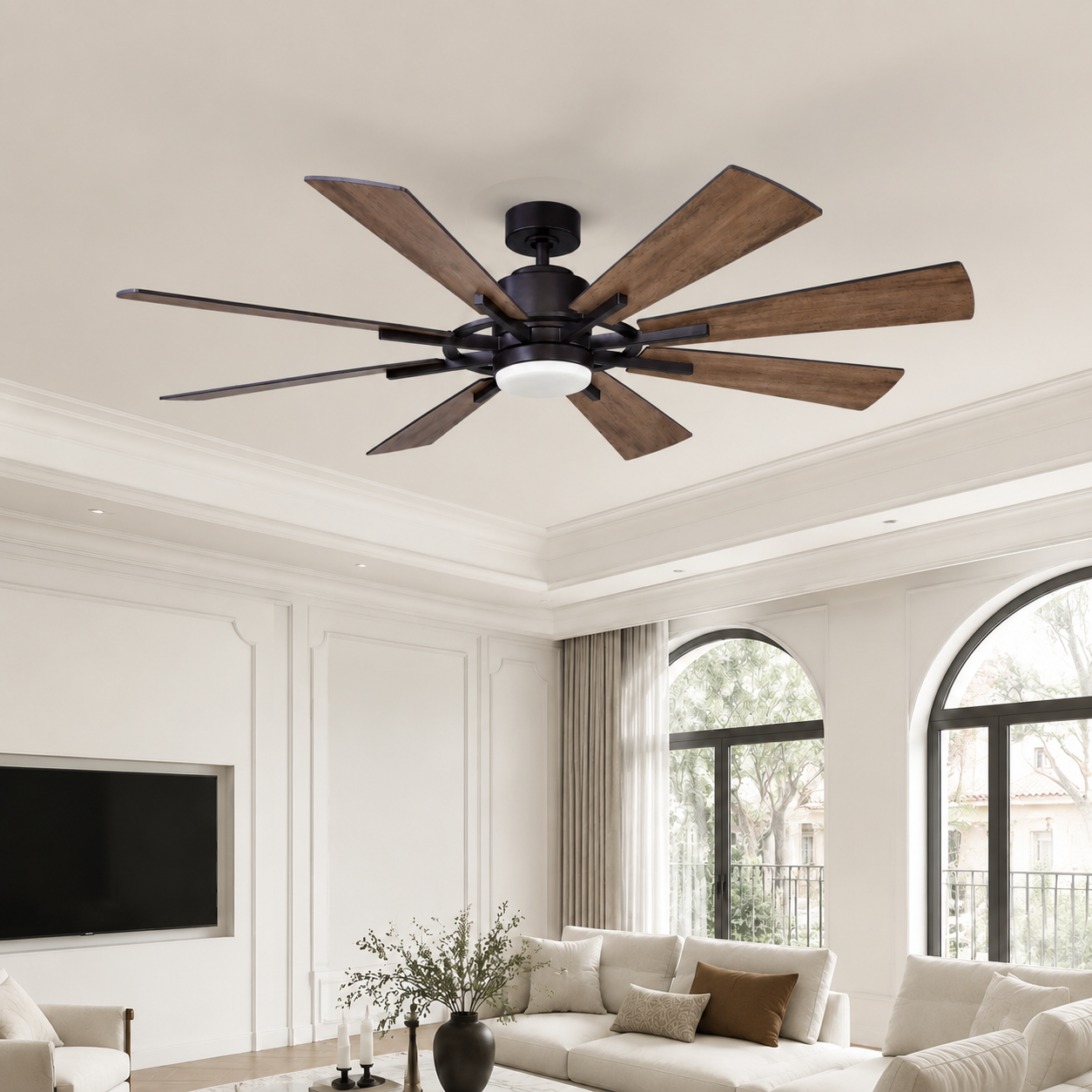 60" Oretha Farmhouse Windmill 8 Blades Downrod Ceiling Fan