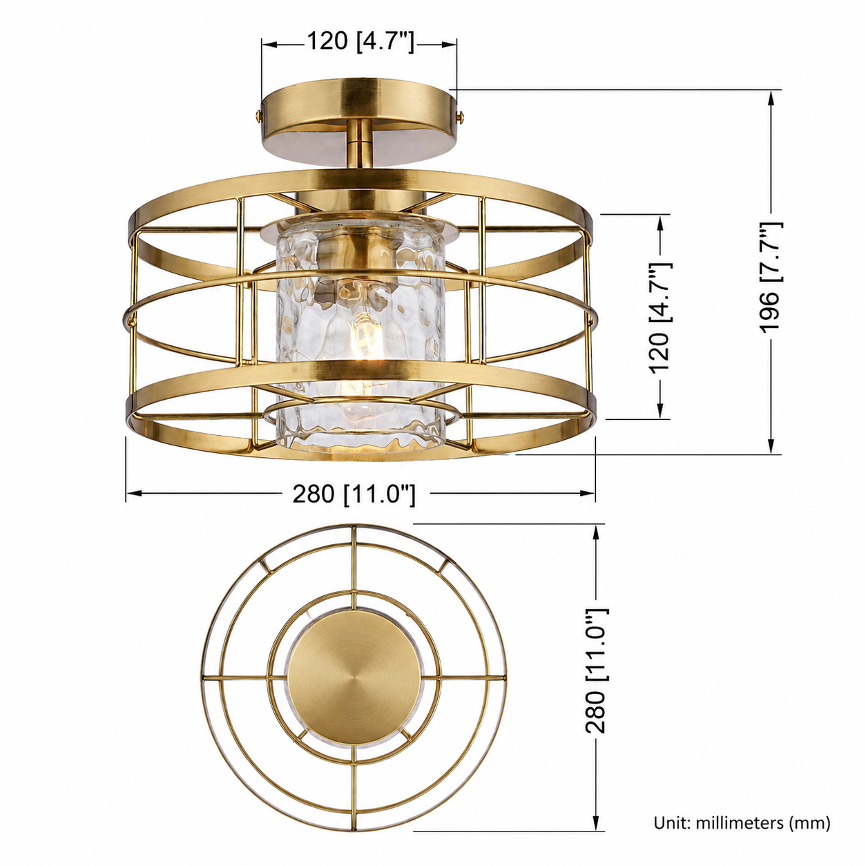 Lyle 1-Light Modern Semi-Flush Mount Ceiling Light