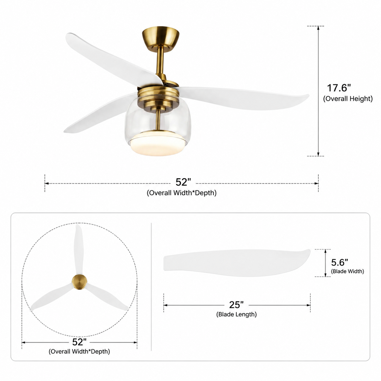 52" Jared Modern Antique Bronze LED Ceiling Fan
