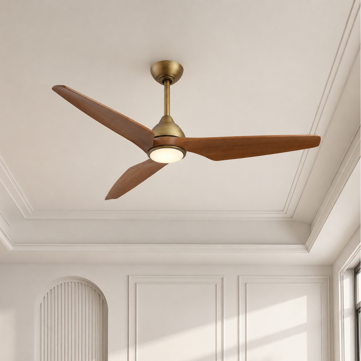 52" Jared Modern Solid Wood Blade LED Ceiling Fan