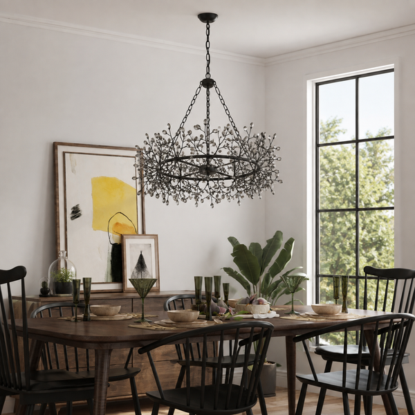 31" Saxon Crystal Black Ornament Chandelier
