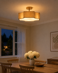 Vintage 3-Light Semi Flush Mount Golden Ceiling Light