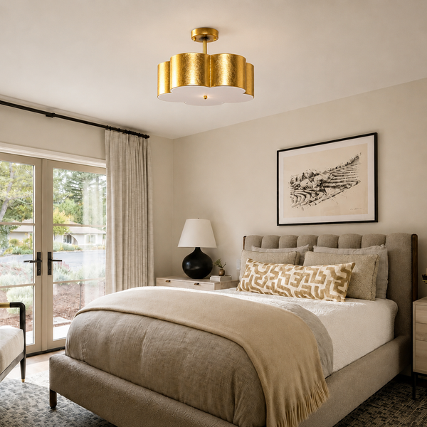 Modern Gold 3-Light Semi Flush Mount Ceiling Light