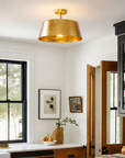 Modern Golden Downrod 3-Light Semi Flush Mount Light