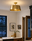 Modern Golden Downrod 3-Light Semi Flush Mount Light