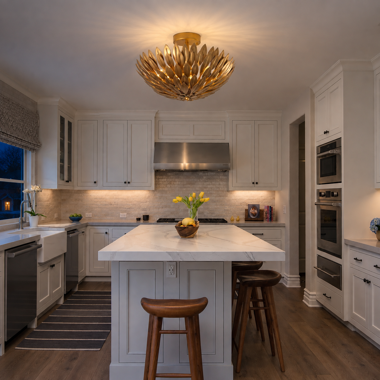 3-Light Elmer Farmhouse Semi Flush Mount Light