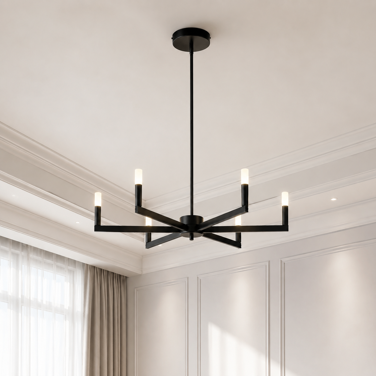Marcia 6-Light Matte Black Modern Chandelier