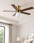 52" Modern Golden Flush Mount Fanny Ceiling Fan With Light