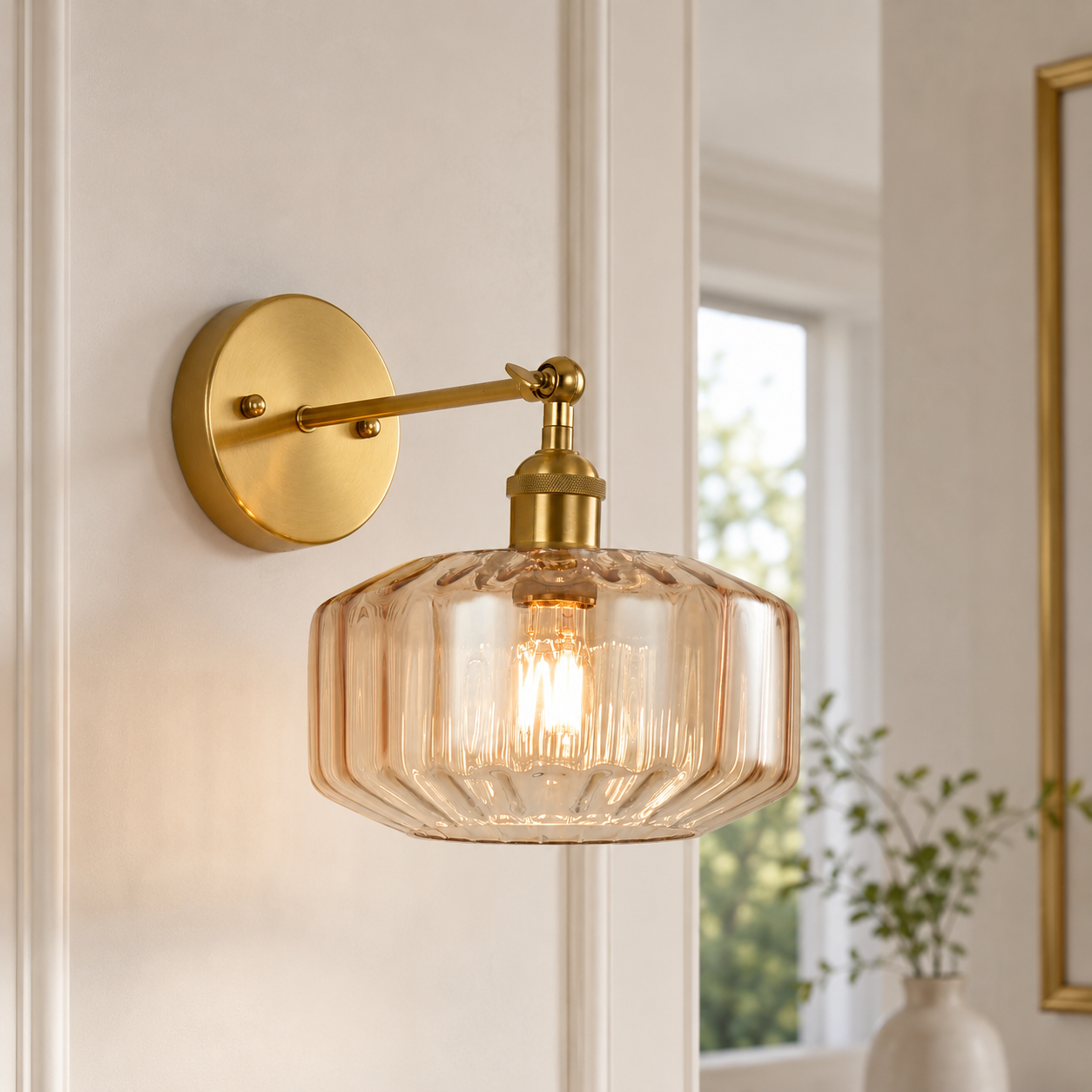 Gerald 1-Light Glass Wall Sconce Lighting