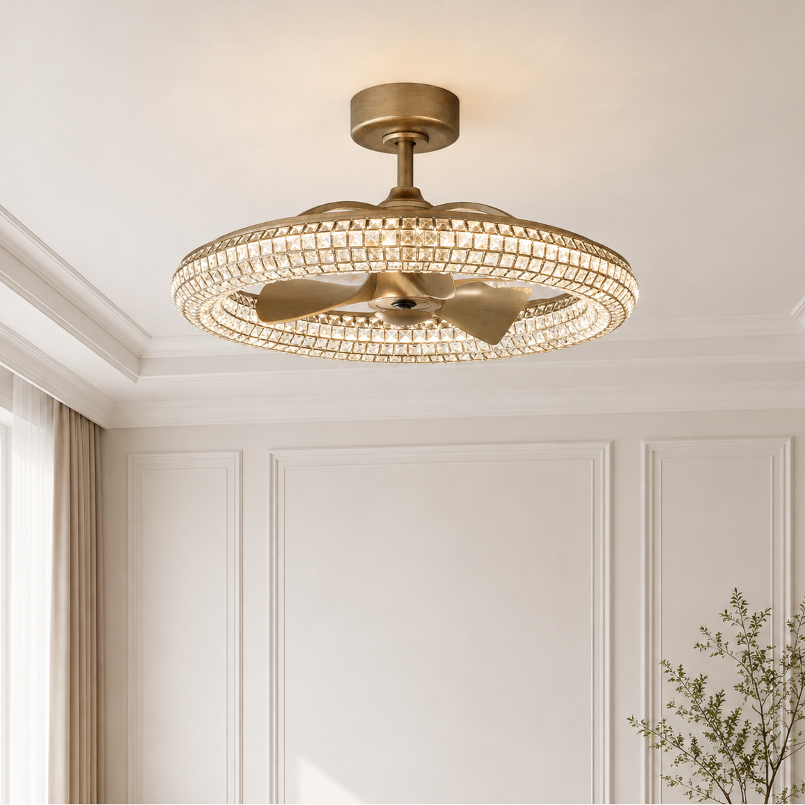 33" Nova LED Crystal Chandelier Ceiling Fan