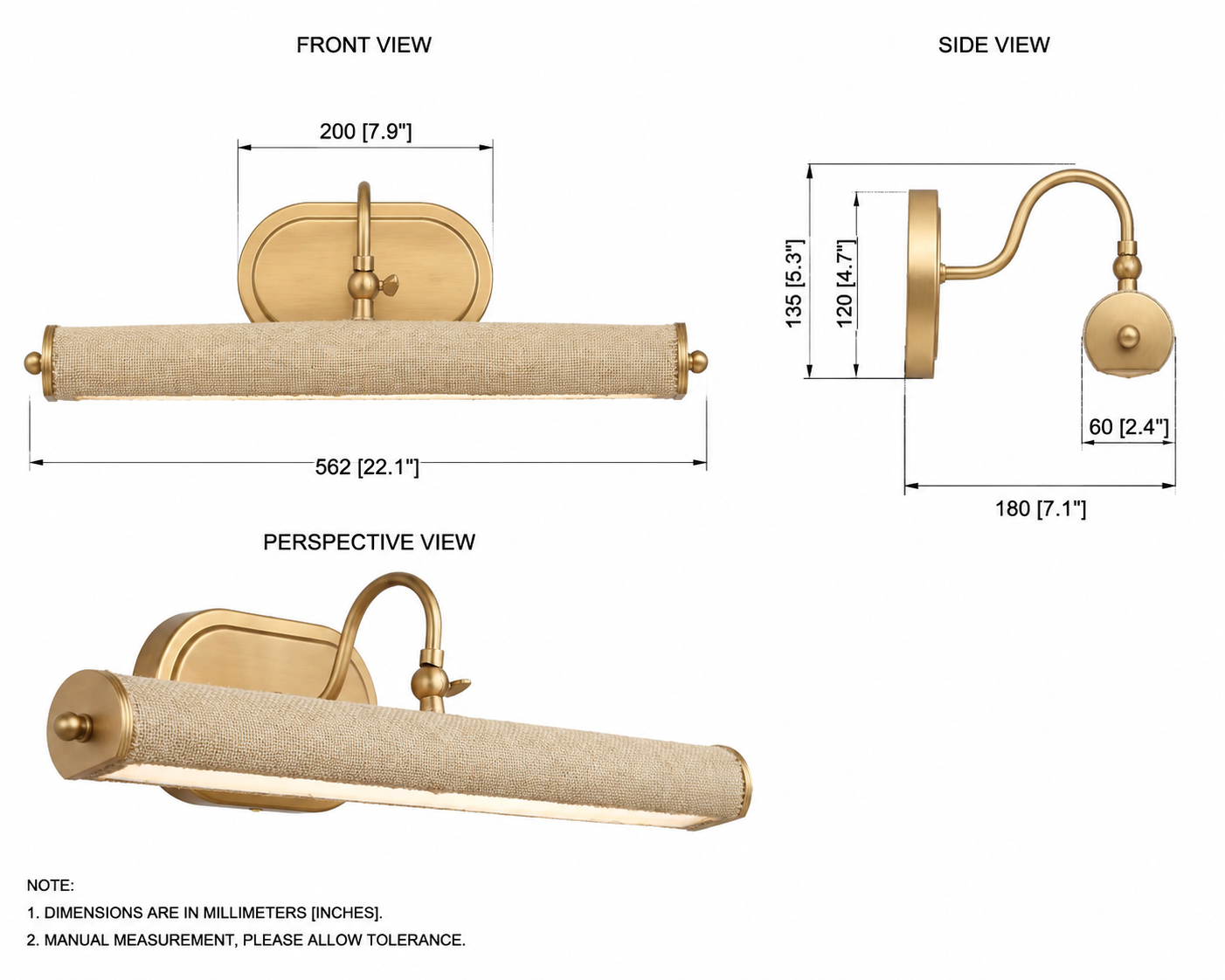 Regan 1-Light Vintage Brass LED Vanity Mirror Light