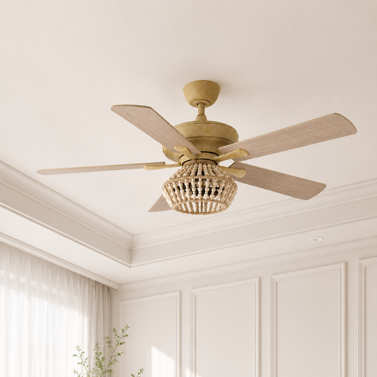 52" Pune Farmhouse Reversible Wood Downrod Ceiling Fan With Light