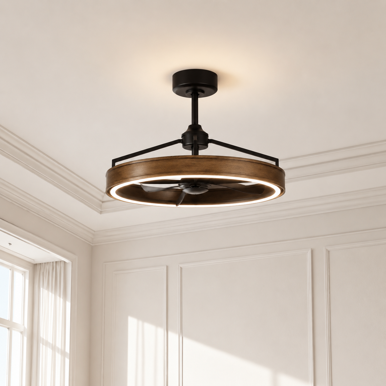 27" Mumbai Farmhouse Brown Downrod Fandelier