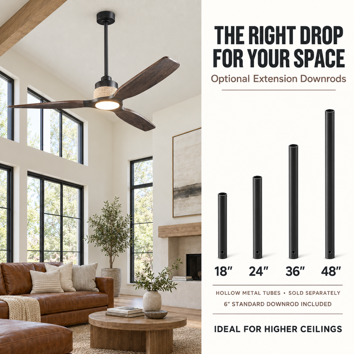 56" Louise Wood Blades LED Ceiling Fan