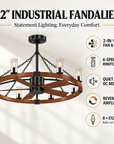 52" Amelia Black Industrial Fandelier