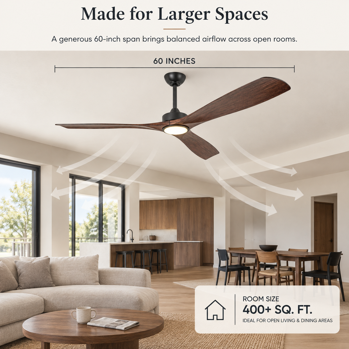 60 Inch Alexi Modern Downrod Ceiling Fan With Light