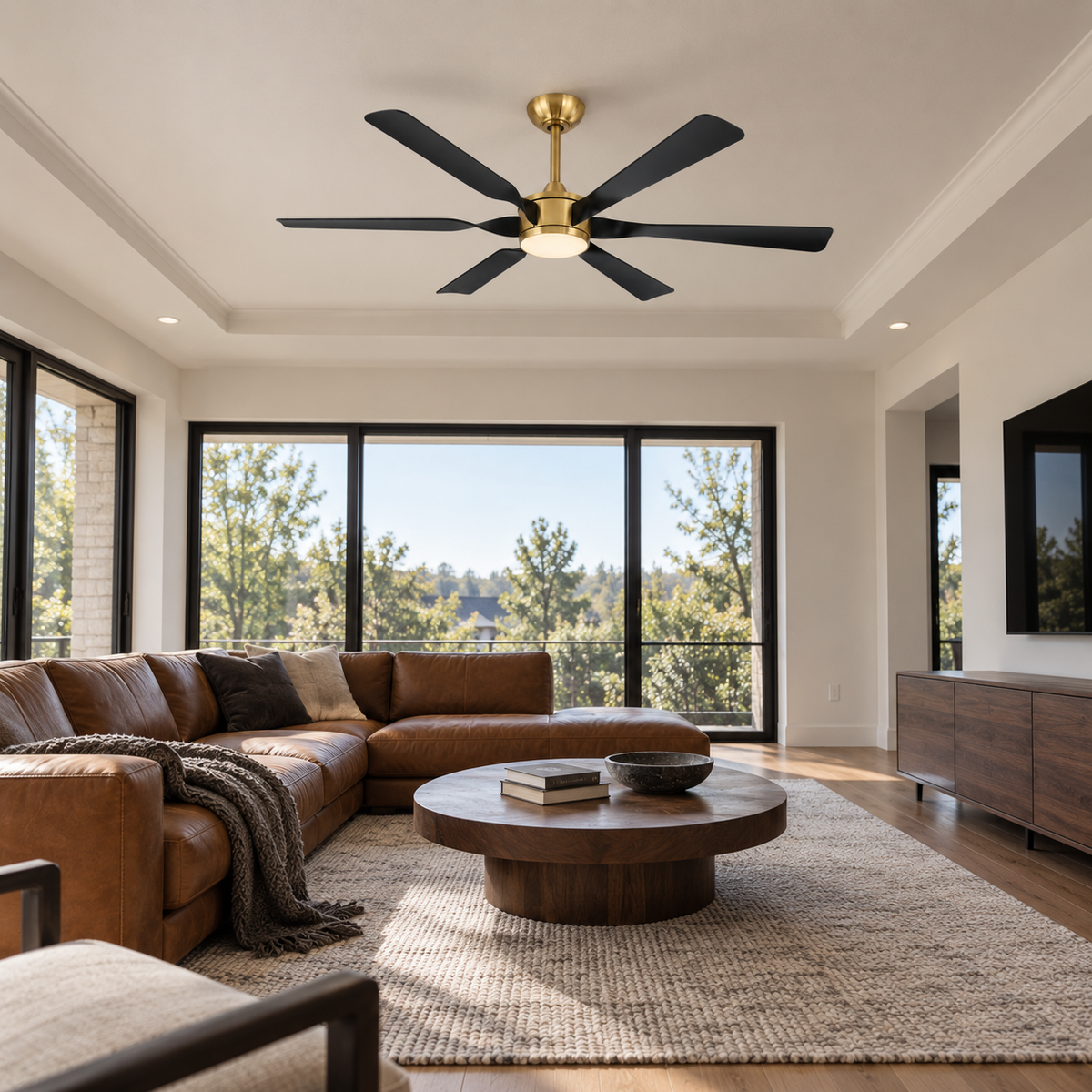 60" Murphy Modern Black & Gold 8-Blade LED Ceiling Fan