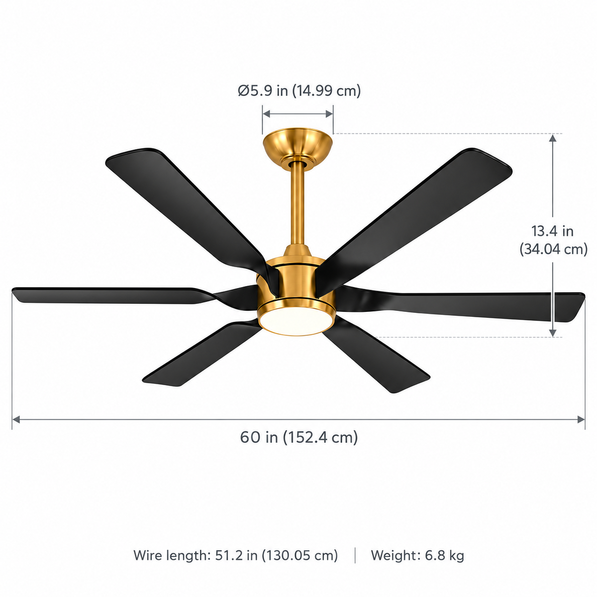 60" Murphy Modern Black &amp; Gold 8-Blade LED Ceiling Fan
