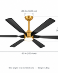 60" Murphy Modern Black & Gold 8-Blade LED Ceiling Fan