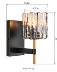 Sean 1-Light Black Wall Sconce with Textured Glass Shade