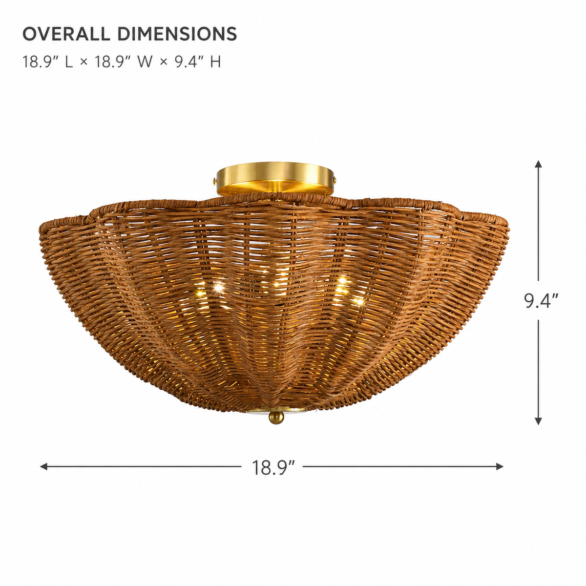Aurelia 3-Light Handwoven Rattan Semi Flush Mount Ceiling Light