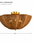 Aurelia 3-Light Handwoven Rattan Semi Flush Mount Ceiling Light