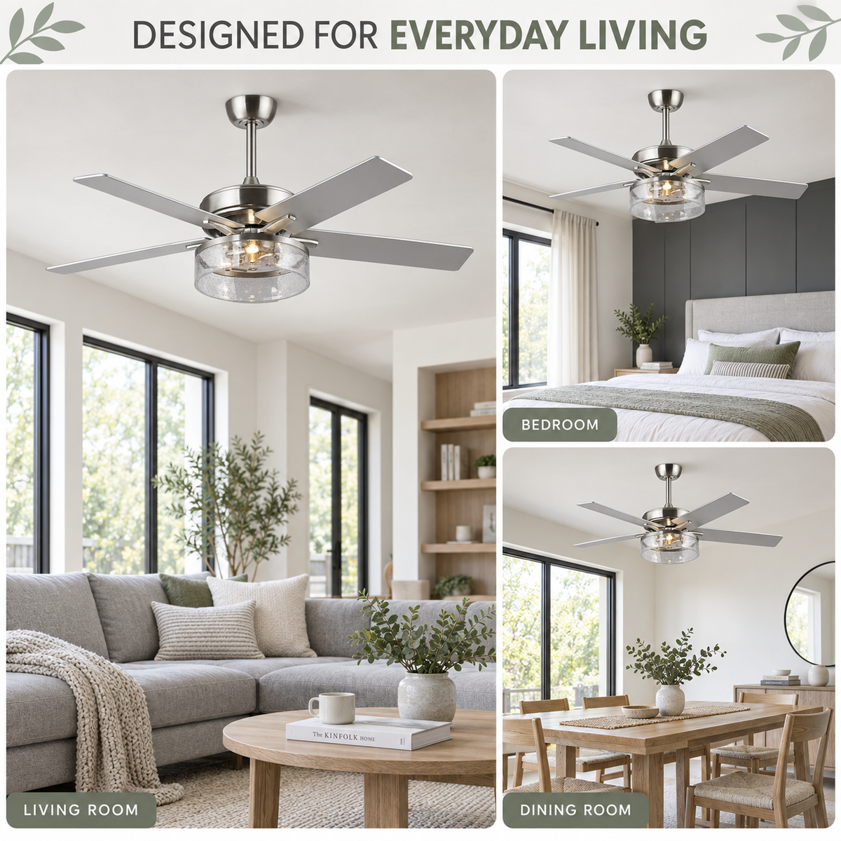 52" Archer Modern Satin Nickel Downrod Ceiling Fan With Light