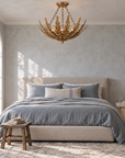 Belle 4-Light Botanical Gold Leaf Semi-Flush Chandelier