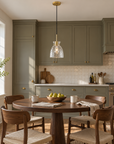 Eunice 1-Light Brass Hammered Glass Pendant
