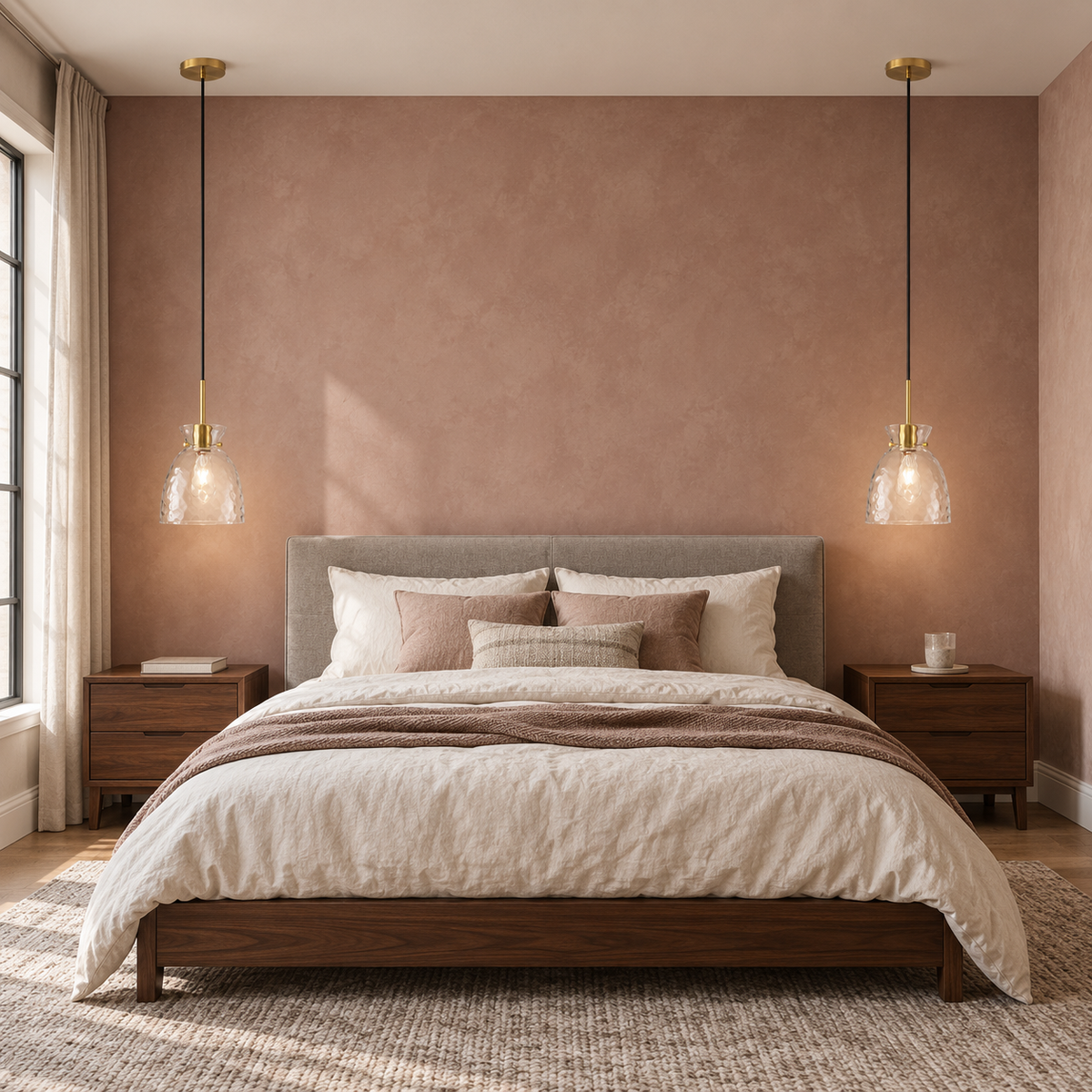 Eunice 1-Light Brass Hammered Glass Pendant