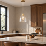 Tavelle 1-Light Brass Hammered Glass Pendant