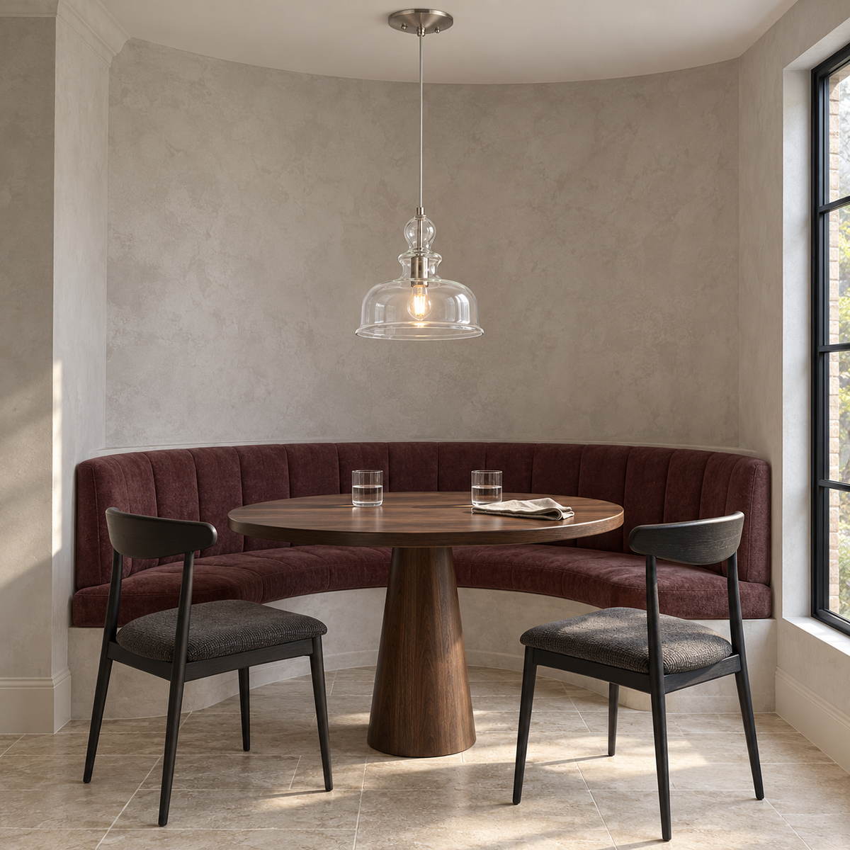 Lucille 1-Light Brushed Nickel Clear Glass Pendant