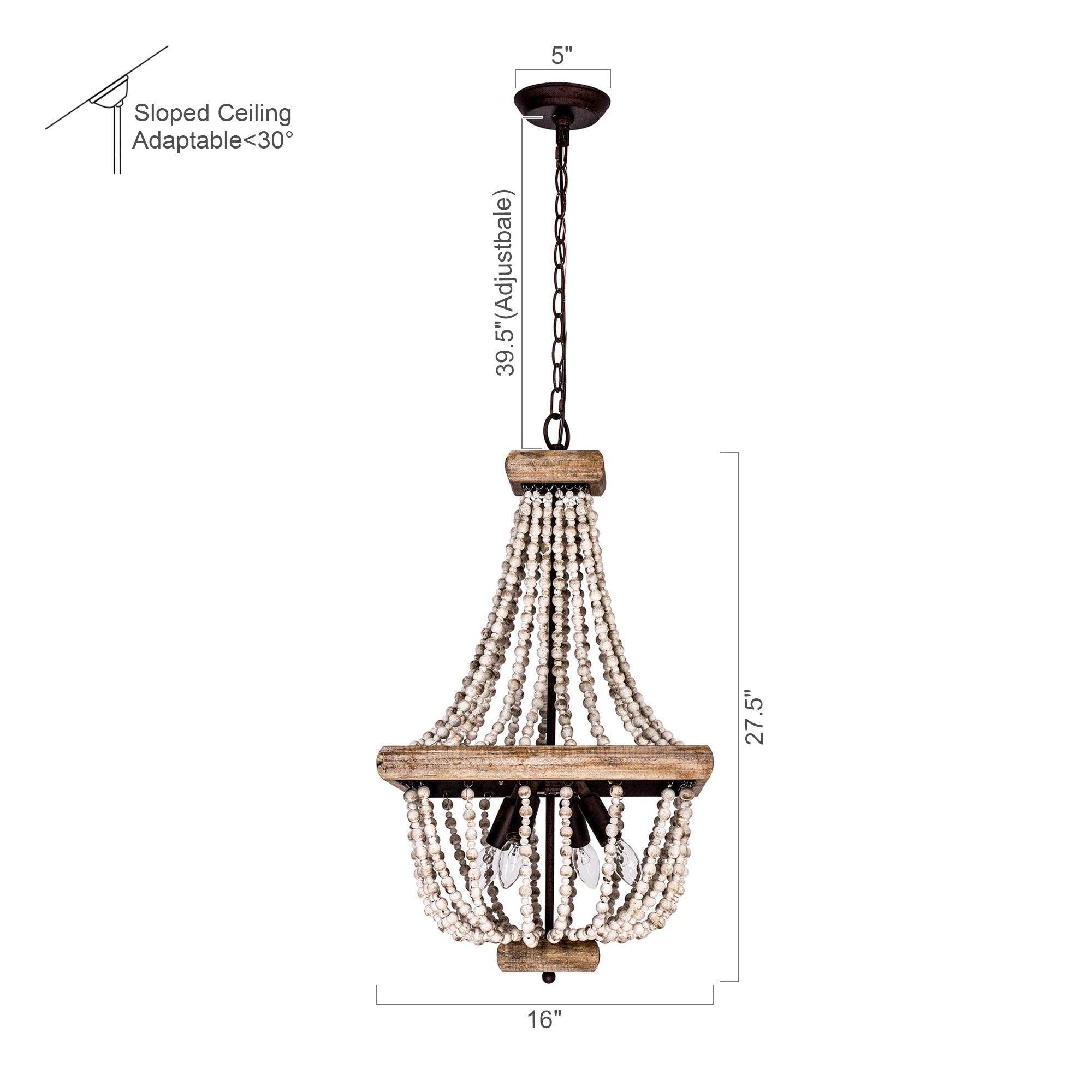 Regas Wood Bead 4 Light Candle Style Chandelier