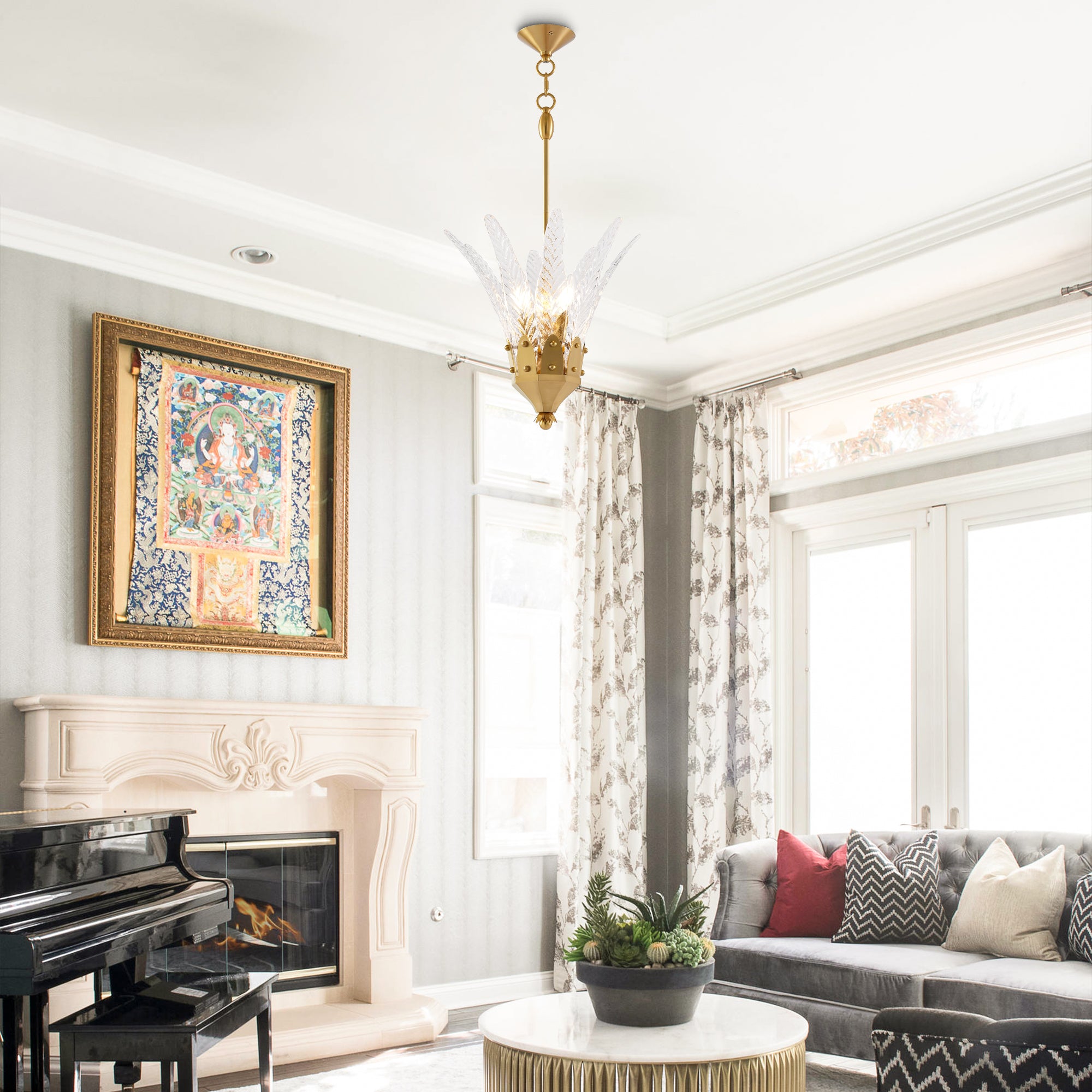 Vito 3 Light Feather Shaped Island Pendant Light 17 Inch